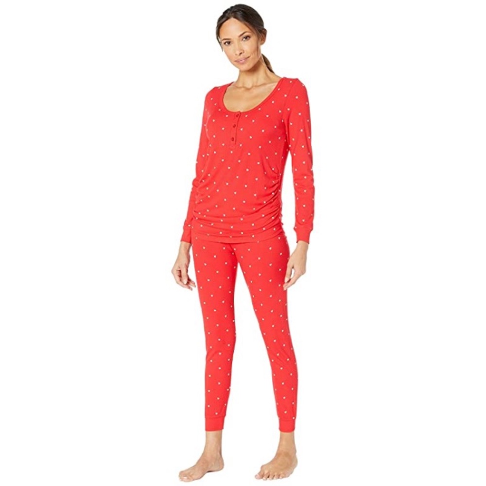 NWT Revolve Plush Ribbed Heart Jersey Pajama Set